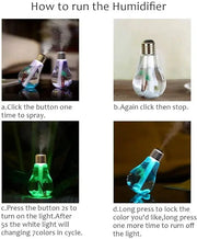 USB Portable Desktop Bulb Air Humidifier with On/Off 7 Color gadgetsglour.store 